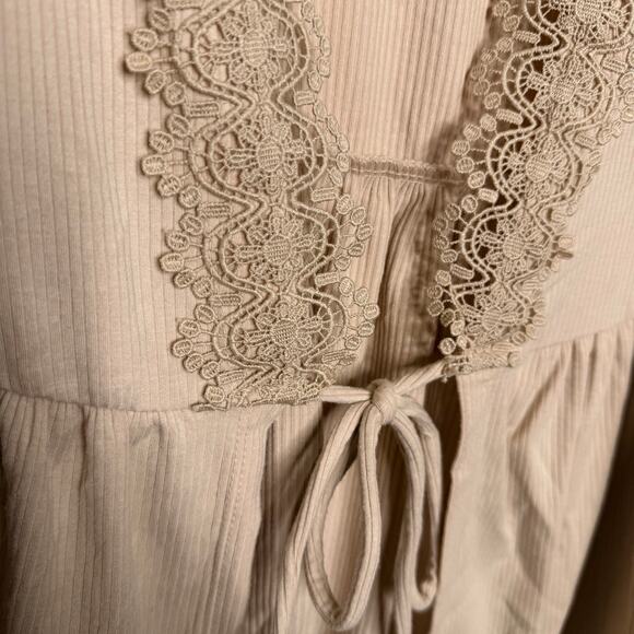 Torrid Womens Top Size 3X Super Soft Rib V-Neck Lace Trim Tie Front Long Sleeve - Picture 14 of 15